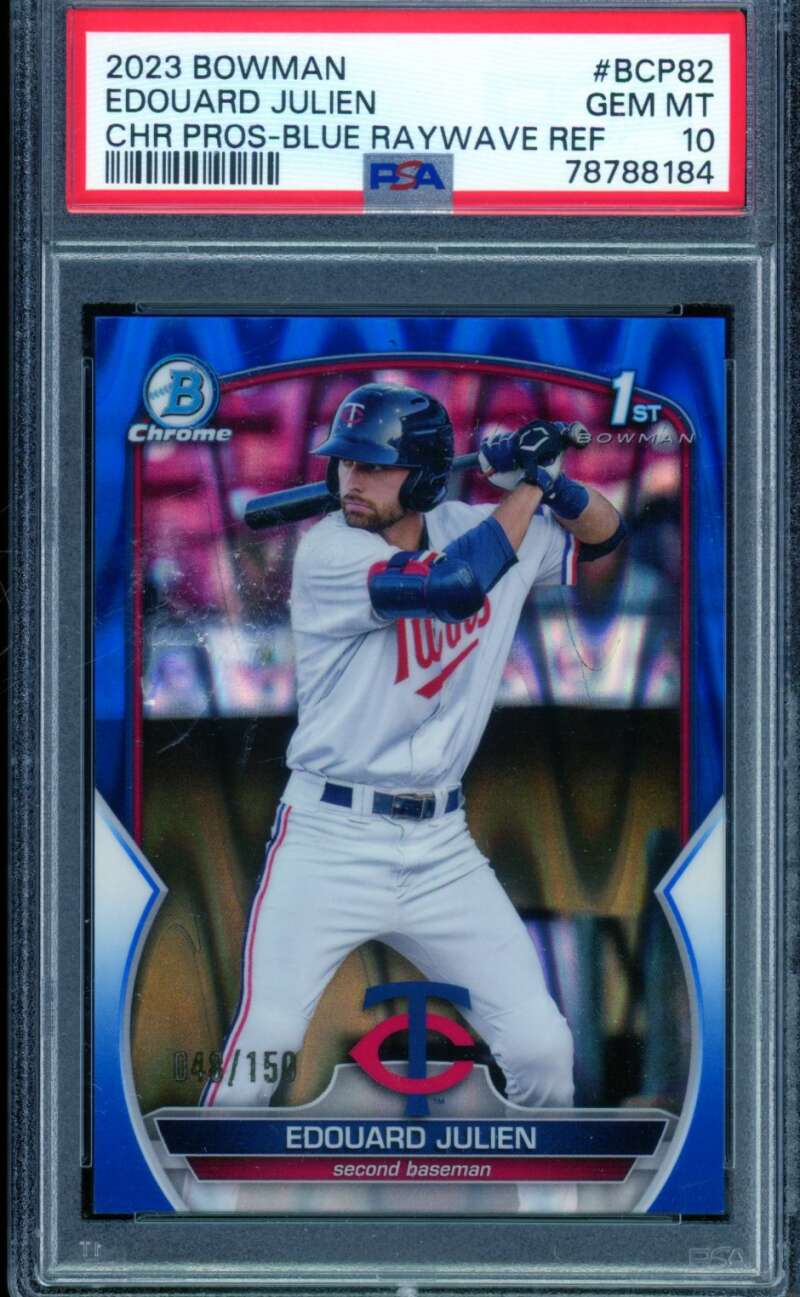Edouard Julien Rookie 2023 Bowman Chrome Pros Lunar Raywave Ref #Bcp82 PSA 10 Image 1