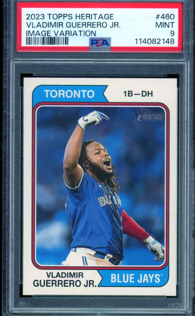 Vladimir Guerrero Jr Card 2023 Topps Heritage Image Variation (pop 4) #460 PSA 9 Image 1