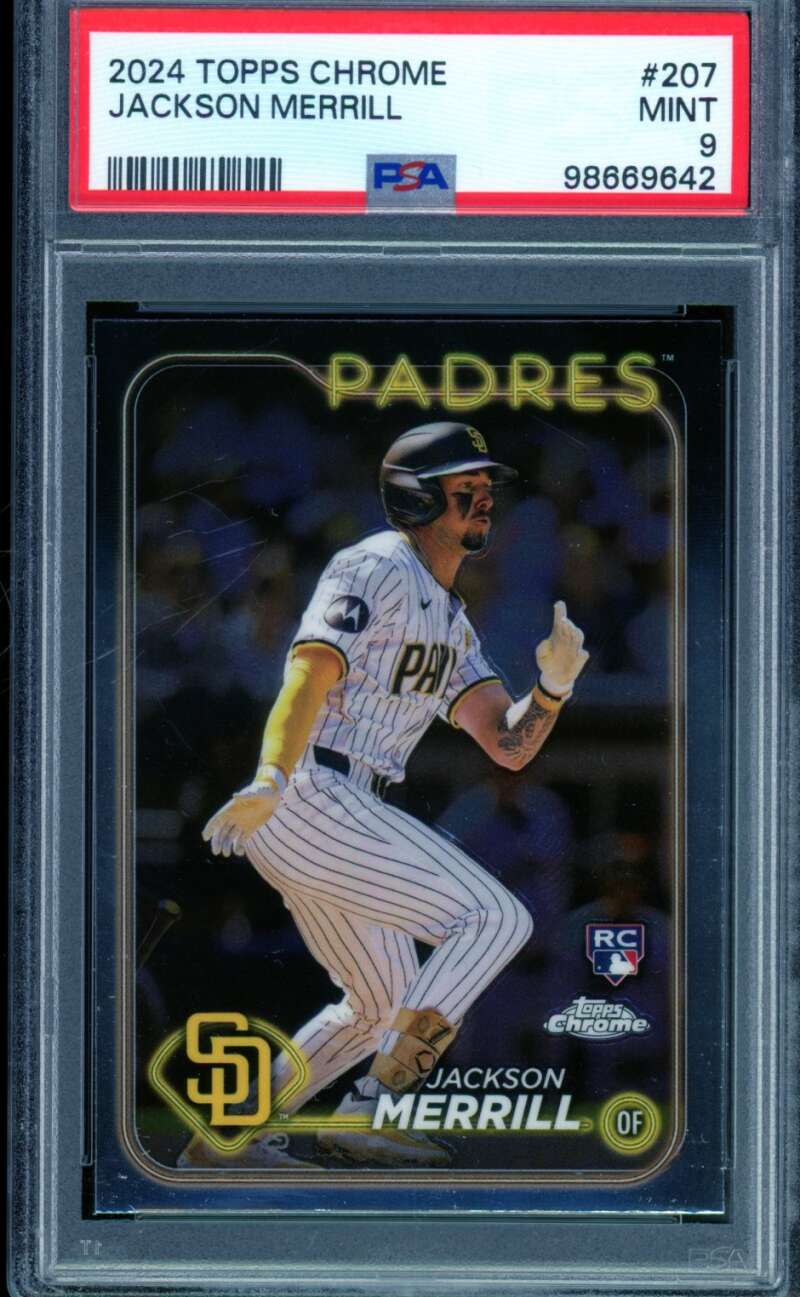 Jackson Merrill Rookie Card 2024 Topps Chrome #207 PSA 9 Image 1