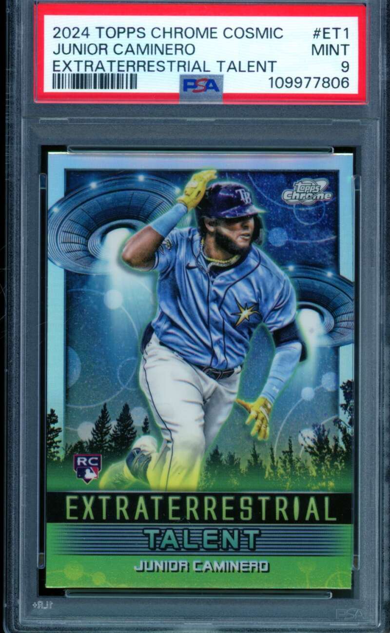 Junior Caminero Rookie Card 2024 Topps Chrome Cosmic Extra Talent #ET1 PSA 9 Image 1