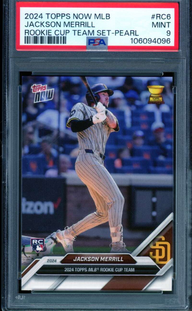 Jackson Merrill 2024 Topps Now MLB Rookie Cup Team Set Pearl #RC6 PSA 9 Image 1