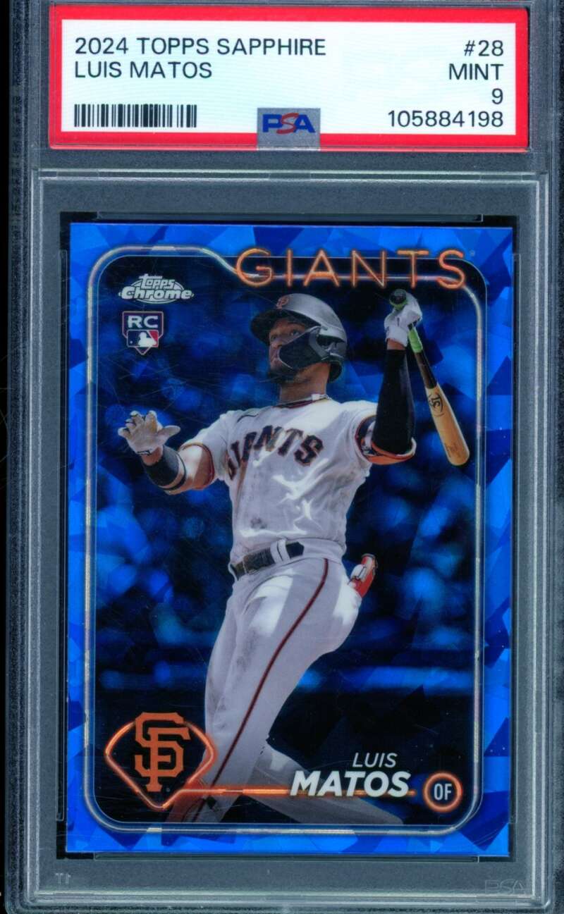 Luis Matos Rookie Card 2024 Topps Sapphire #28 PSA 9 Image 1