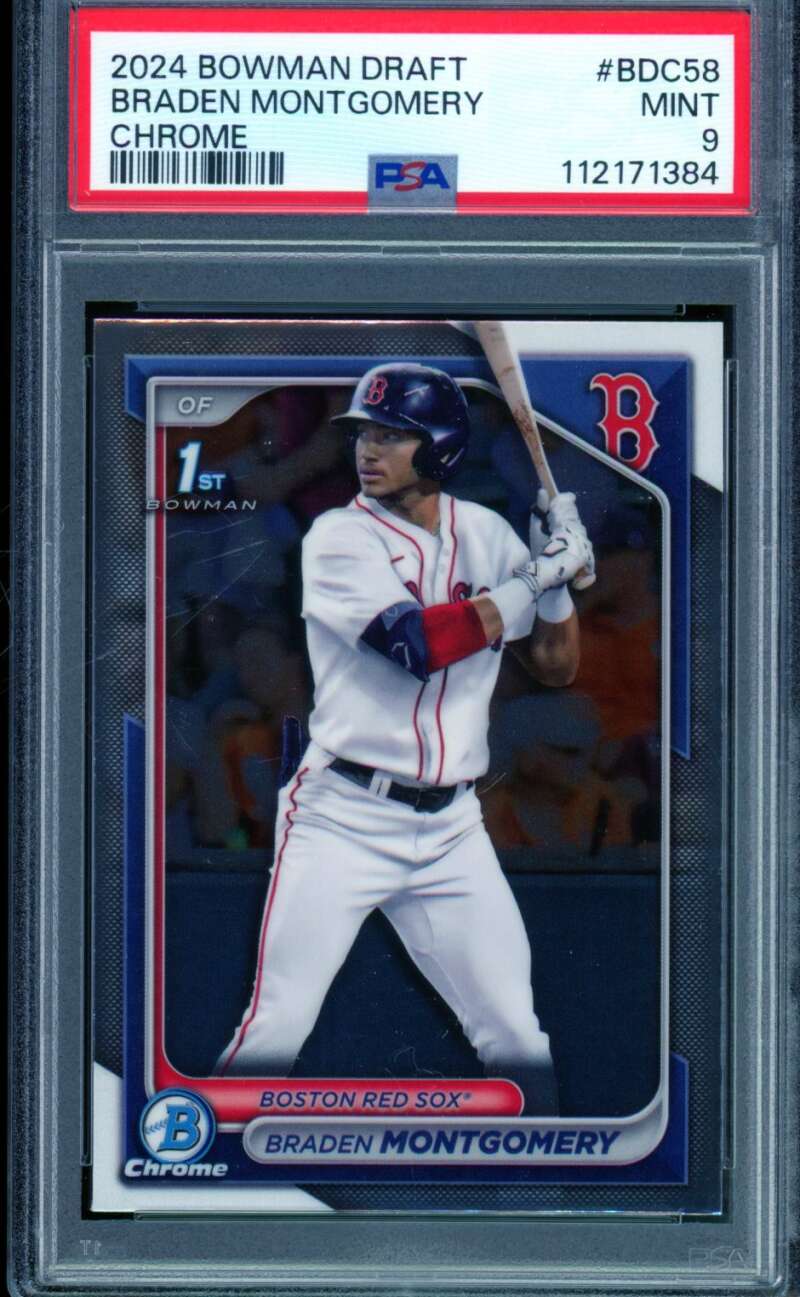 Braden Montgomery Rookie Card 2024 Bowman Draft Chrome #BDC58 PSA 9 Image 1