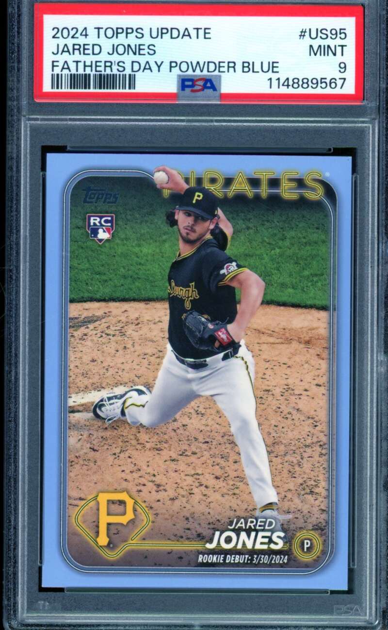 Jared Jones Rookie 2024 Topps Update Powder Blue (pop 2) (11/50) #US95 PSA 9 Image 1
