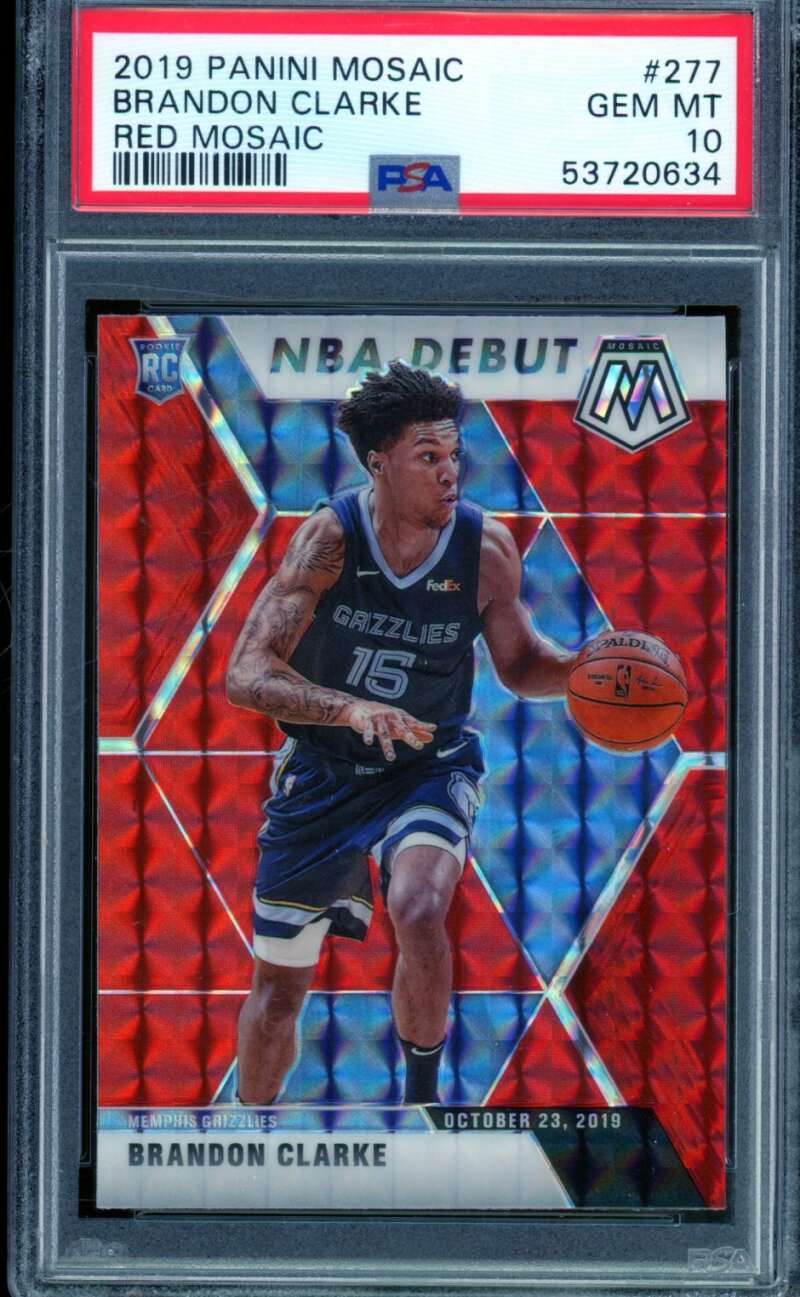 Brandon Clarke Rookie Card 2019-20 Panini Mosaic Red Mosaics #277 PSA 10 Image 1