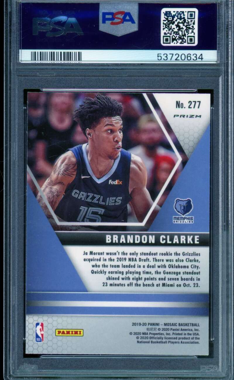 Brandon Clarke Rookie Card 2019-20 Panini Mosaic Red Mosaics #277 PSA 10 Image 2
