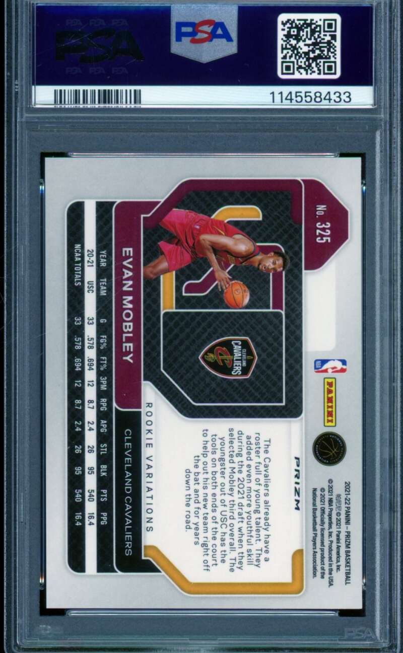 Evan Mobley Rookie Card 2021-22 Prizm Variation Fast Break #325 PSA 8 Image 2