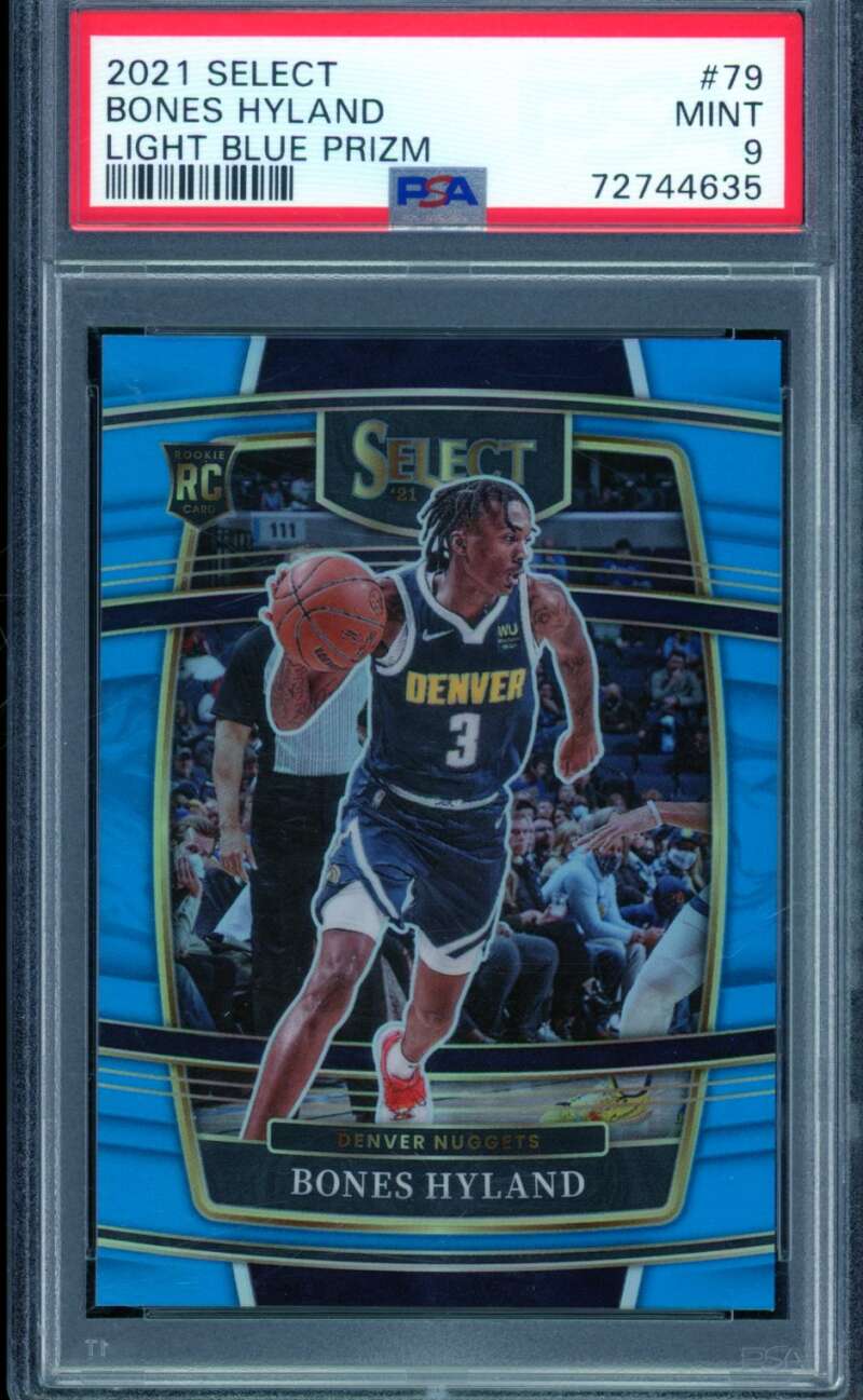 Bones Hyland Rookie Card 2021-22 Select Light Blue Prizm #79 PSA 9 Image 1
