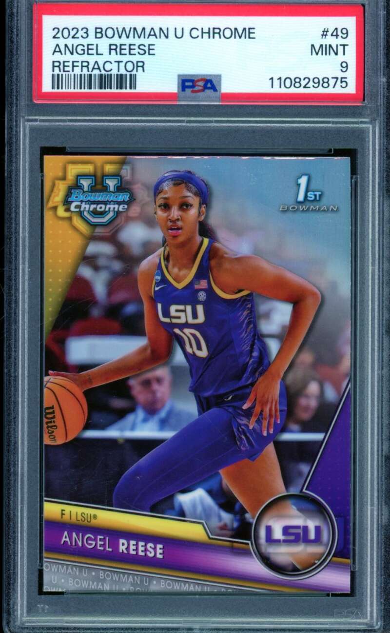 Angel Reese Rookie Card 2023 Bowman U Chrome Refractor #49 PSA 9 Image 1