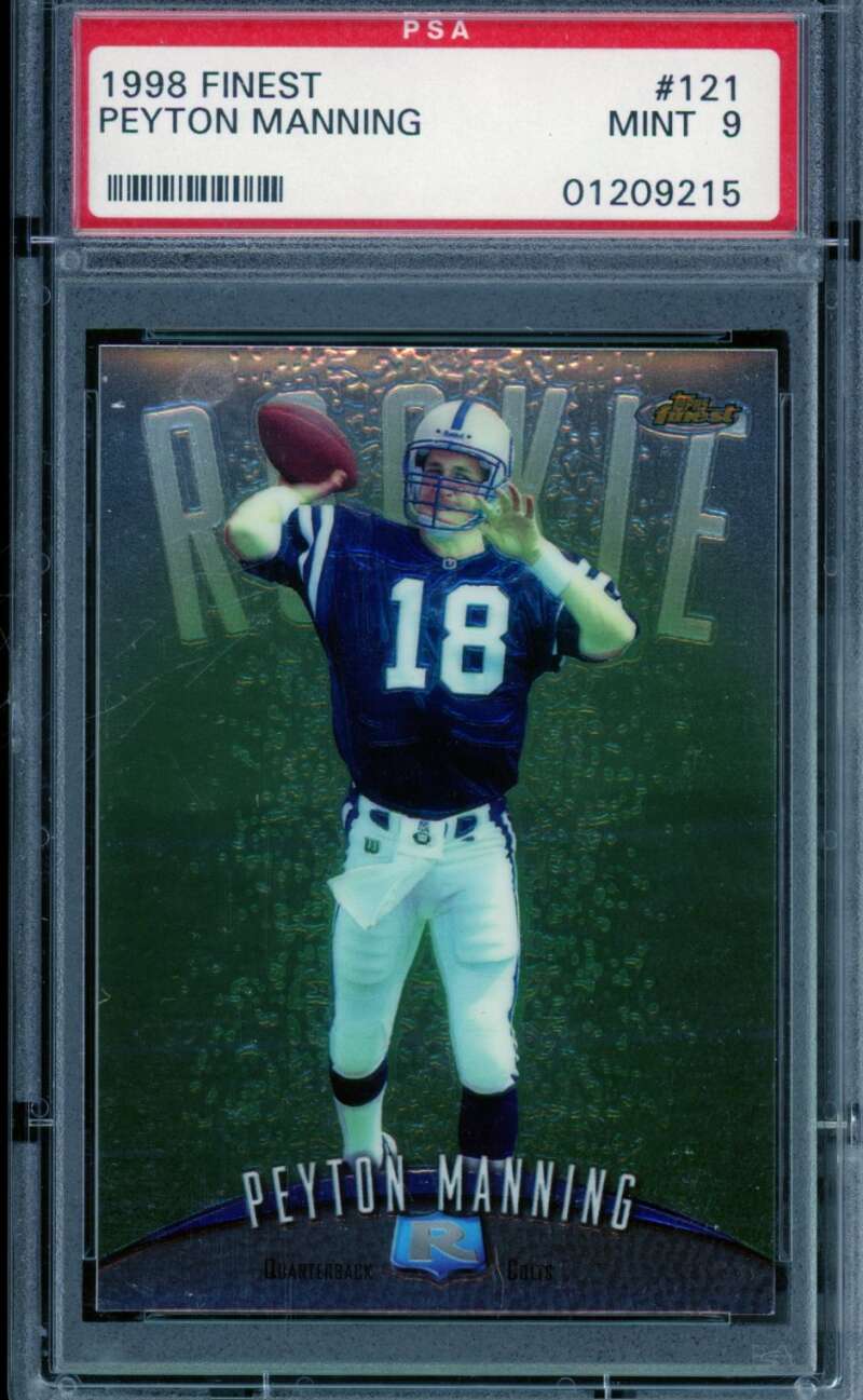 Peyton Manning Rookie Card 1998 Finest #121 PSA 9 Image 1