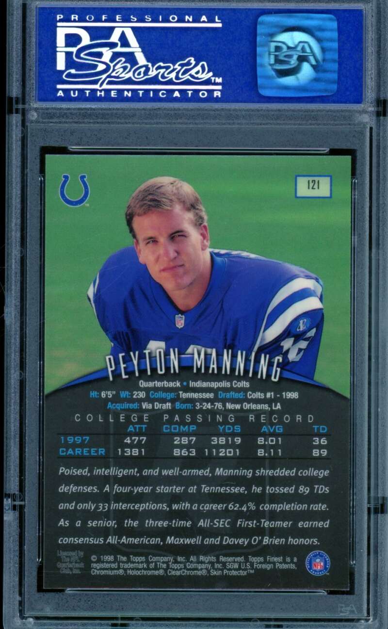 Peyton Manning Rookie Card 1998 Finest #121 PSA 9 Image 2