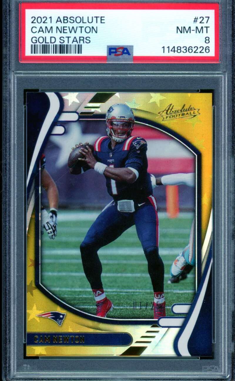 Cam Newton Card 2021 Absolute Gold Stars (1/25) #27 PSA 8 Image 1