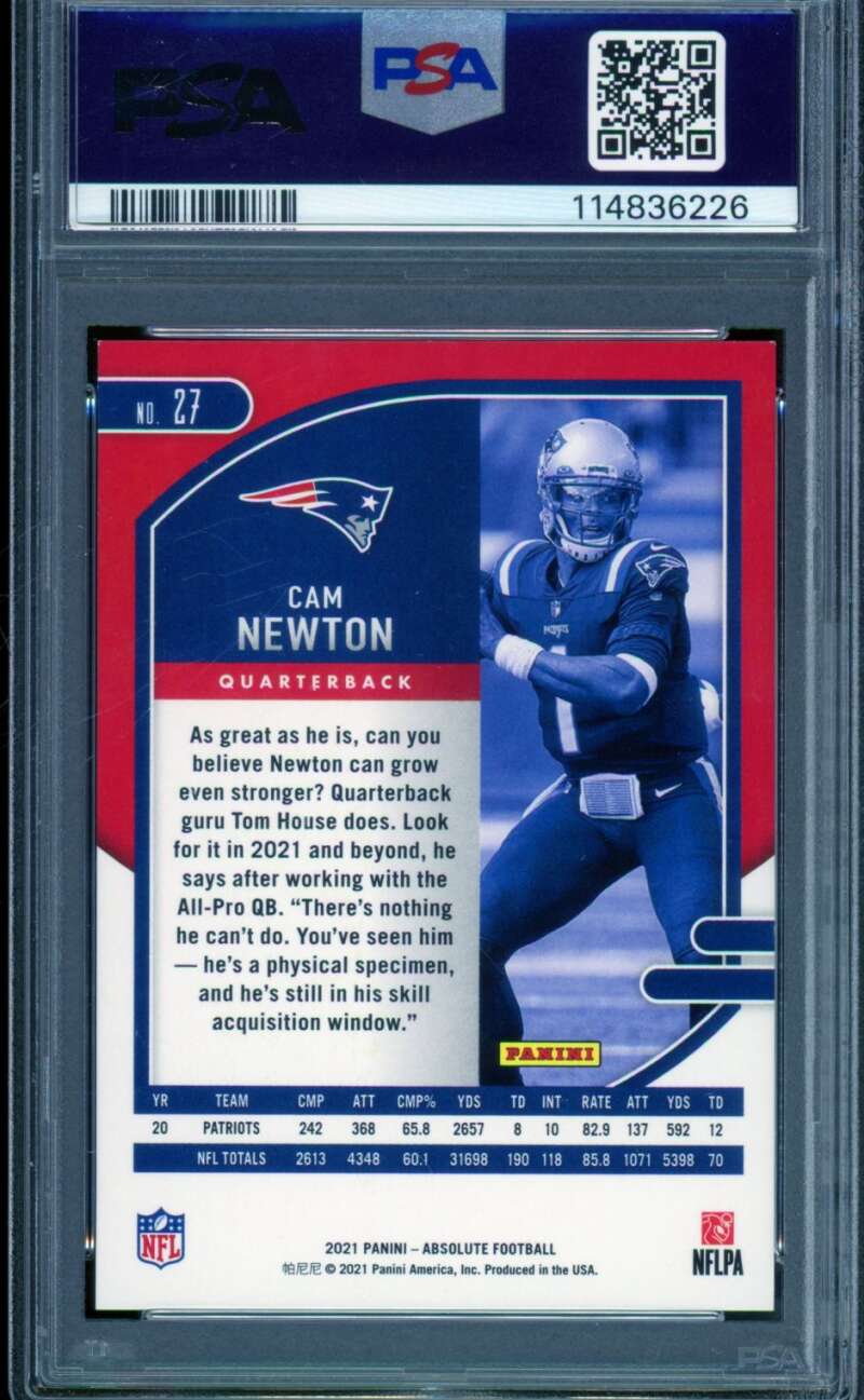 Cam Newton Card 2021 Absolute Gold Stars (1/25) #27 PSA 8 Image 2