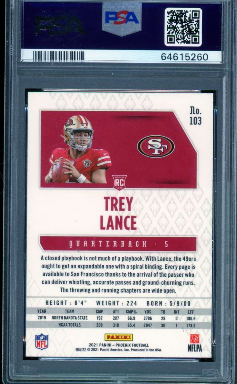 Trey Lance Rookie Card 2021 Phoenix Color Burst (pop 6) #103 PSA 10 Image 2