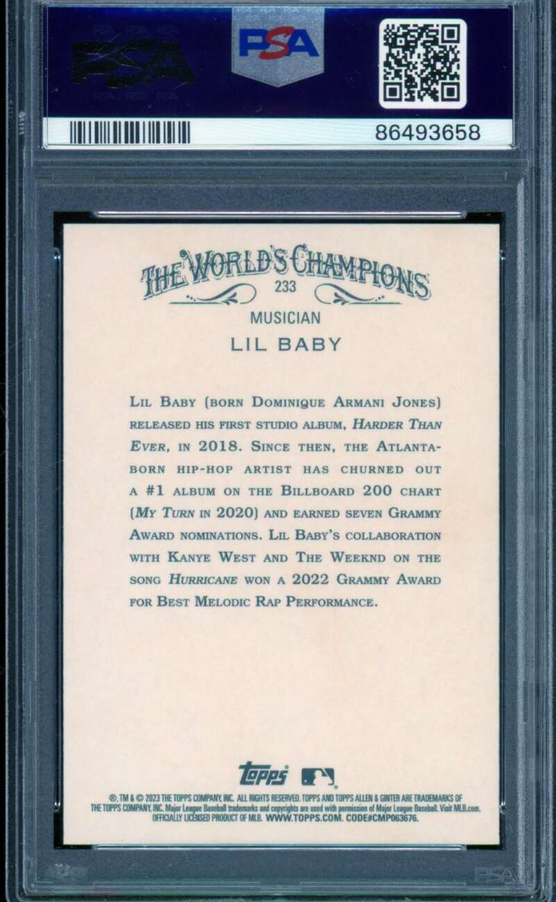 Lil Baby Card 2023 Allen Ginter #233 PSA 10 Image 2