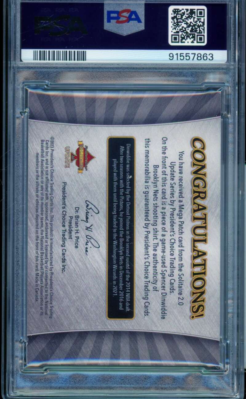 Spencer Dinwiddie Card 2023-24 Solitaire Mega Patch (1/1) #nno PSA 8 Image 2