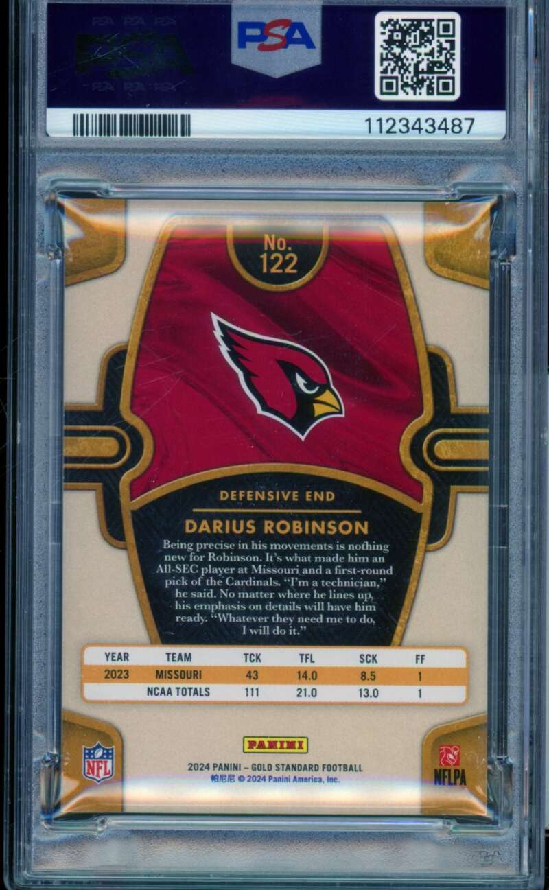 Darius Robinson Rookie Card 2024 Gold Standard (88/99) (pop 1) #122 PSA 9 Image 2