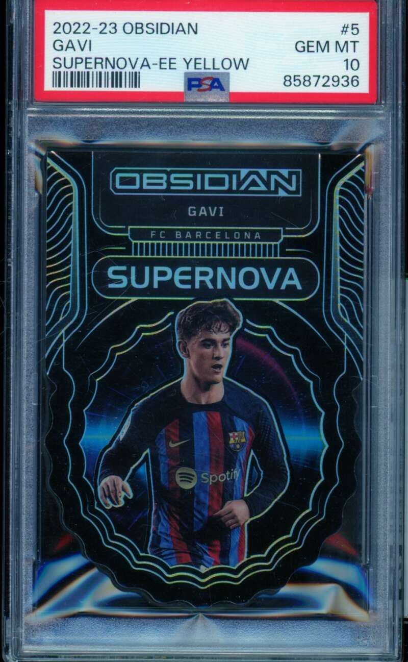 Gavi Card 2022-23 Obsidian Supernova-EE Yellow (pop 1) (1/10) #5 PSA 10 Image 1