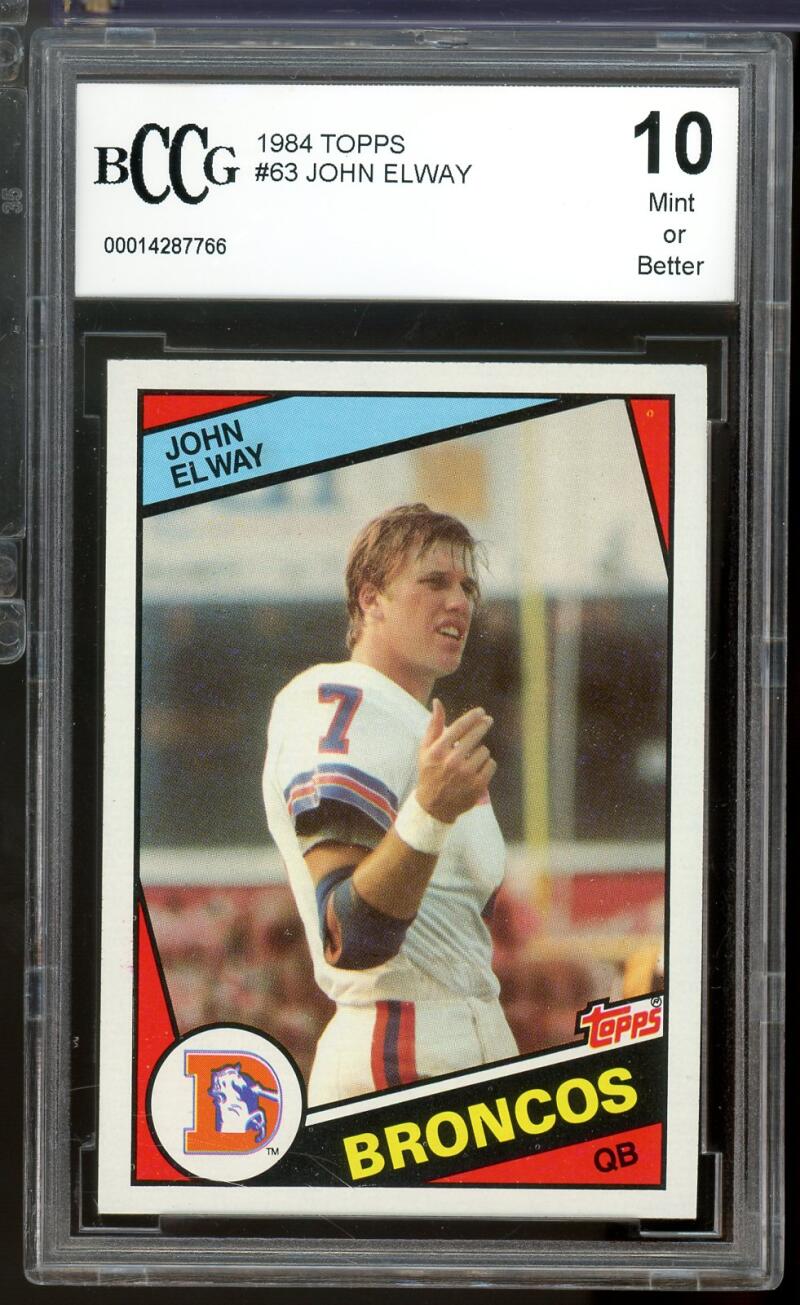 1984 Topps #63 John Elway Rookie Card BGS BCCG 10 Mint+ Image 1