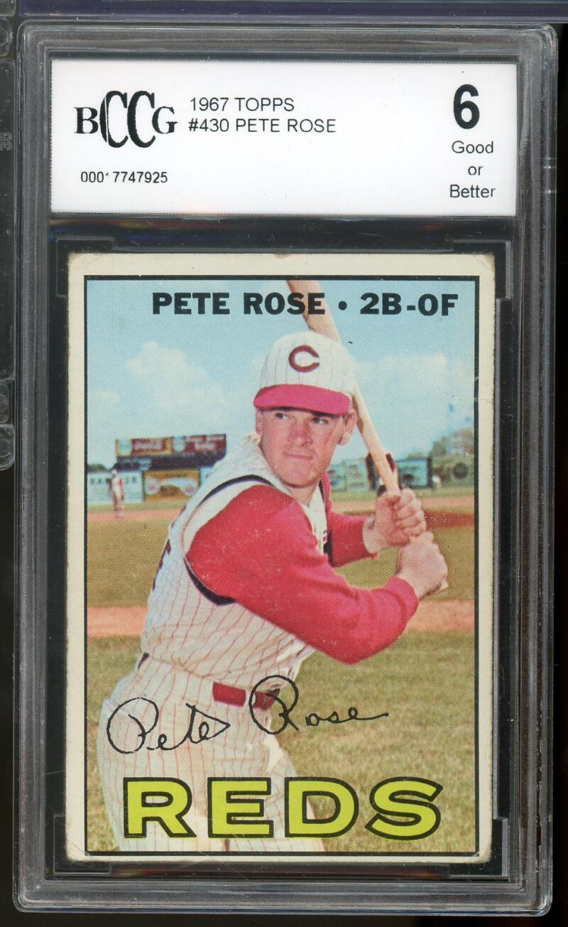 1967 Topps #430 Pete Rose Card BGS BCCG 6 Good+ Image 1