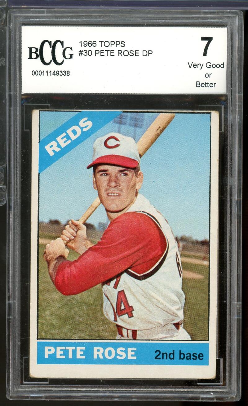 1966 Topps #30 Pete Rose Card BGS BCCG 7 Very Good+ Image 1