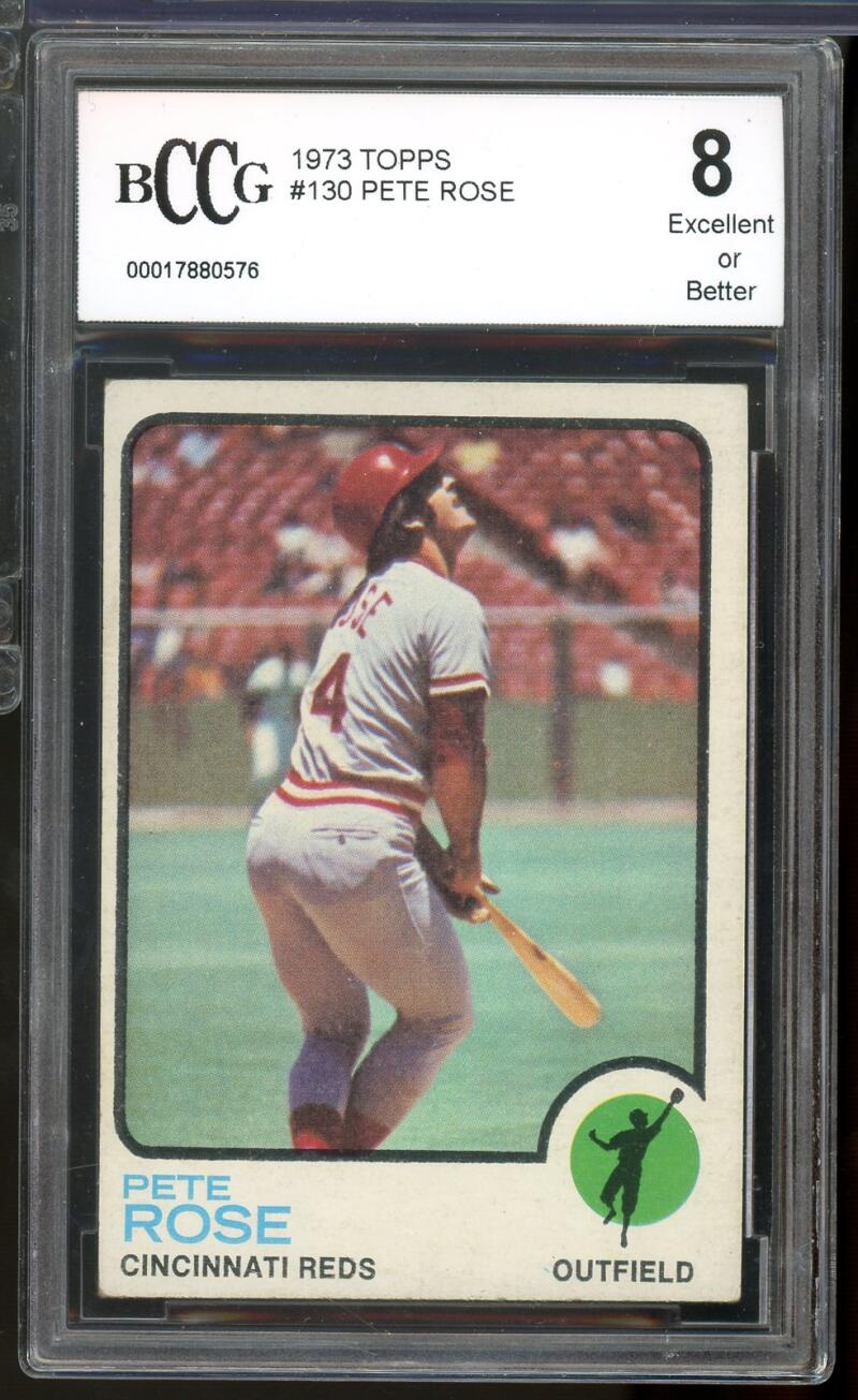 1973 Topps #130 Pete Rose Card BGS BCCG 8 Excellent+ Image 1