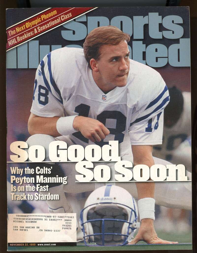 Sports Illustrated November 22 1999 Peyton Manning Colts Image 1
