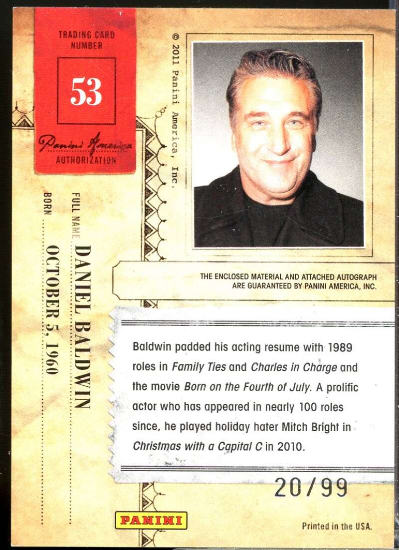Daniel Baldwin 2011 Panini Americana Private Star Material No Autograph /99 #53  Image 2