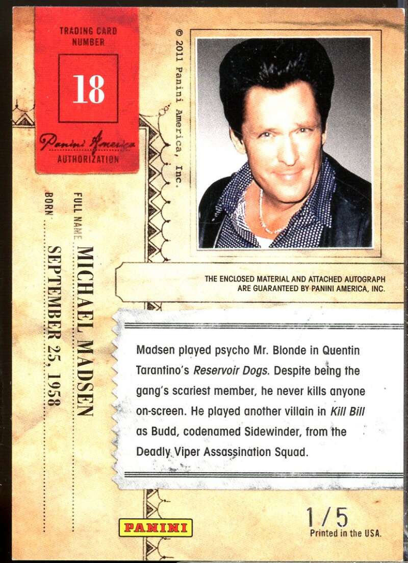 Michael Madsen 2011 Panini Americana Private Stars Material No Autograph /5 #18  Image 2