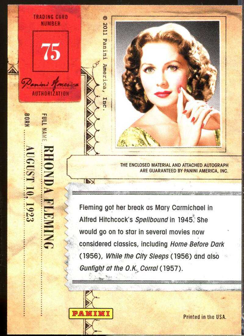 Rhonda Fleming 2011 Panini Americana Private Stars Materials No Autograph #75  Image 2