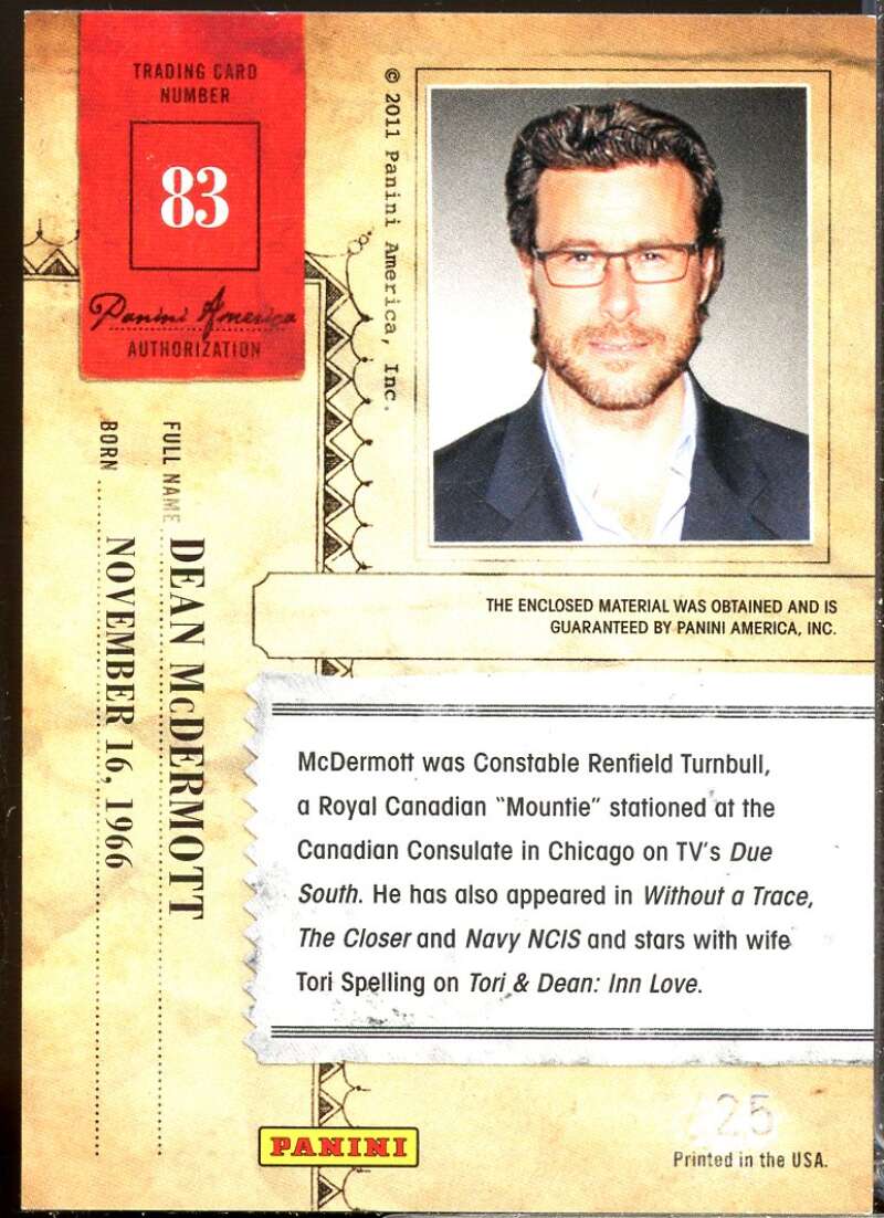 Dean McDermott 2011 Panini Americana Private Star Material No Autograph /25 #83  Image 2