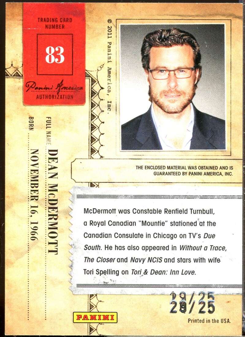 Dean McDermott 2011 Panini Americana Private Star Material No Autograph /25 #83  Image 2