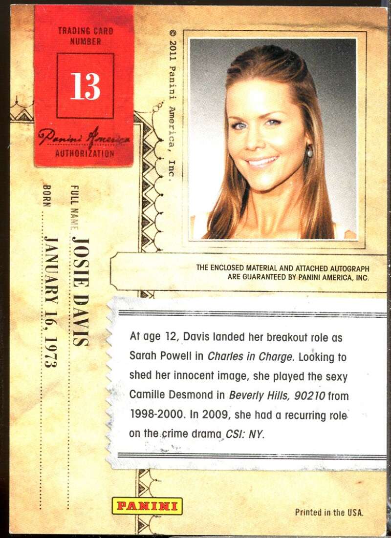 Josie Davis Card 2011 Panini Americana Private Stars Material No Autograph #13  Image 2