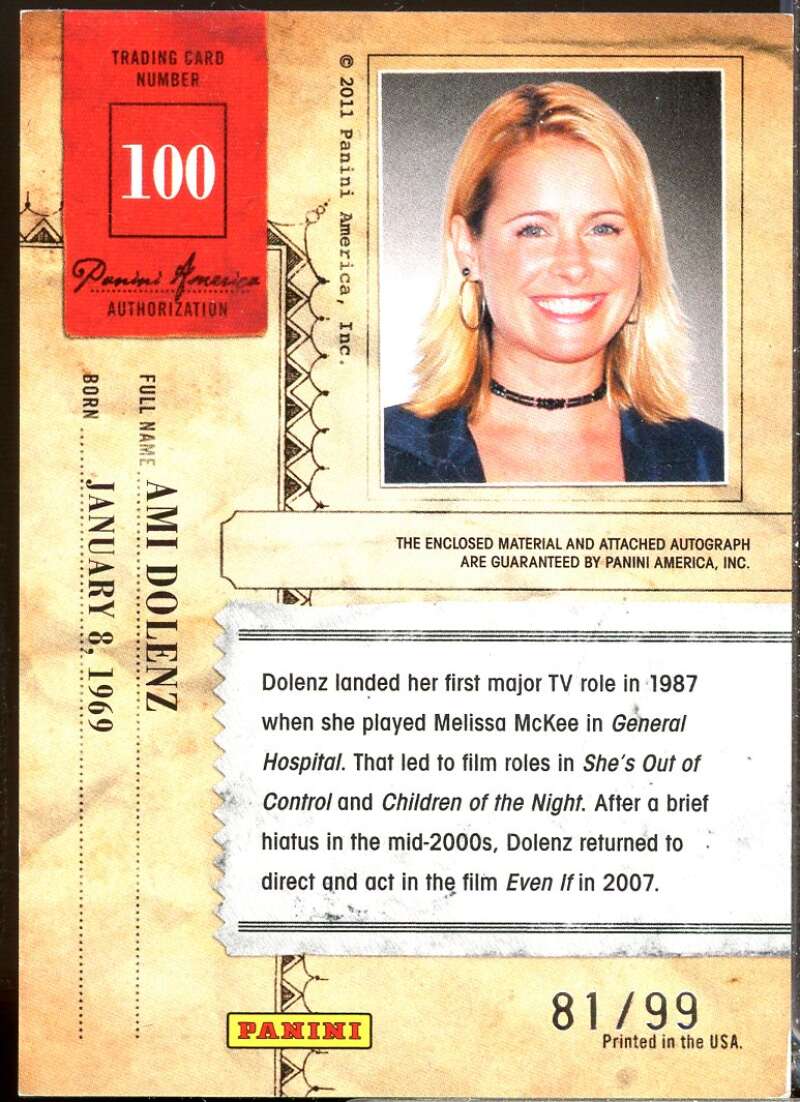Ami Dolenz 2011 Panini Americana Private Stars Material No Autograph /99 #100  Image 2