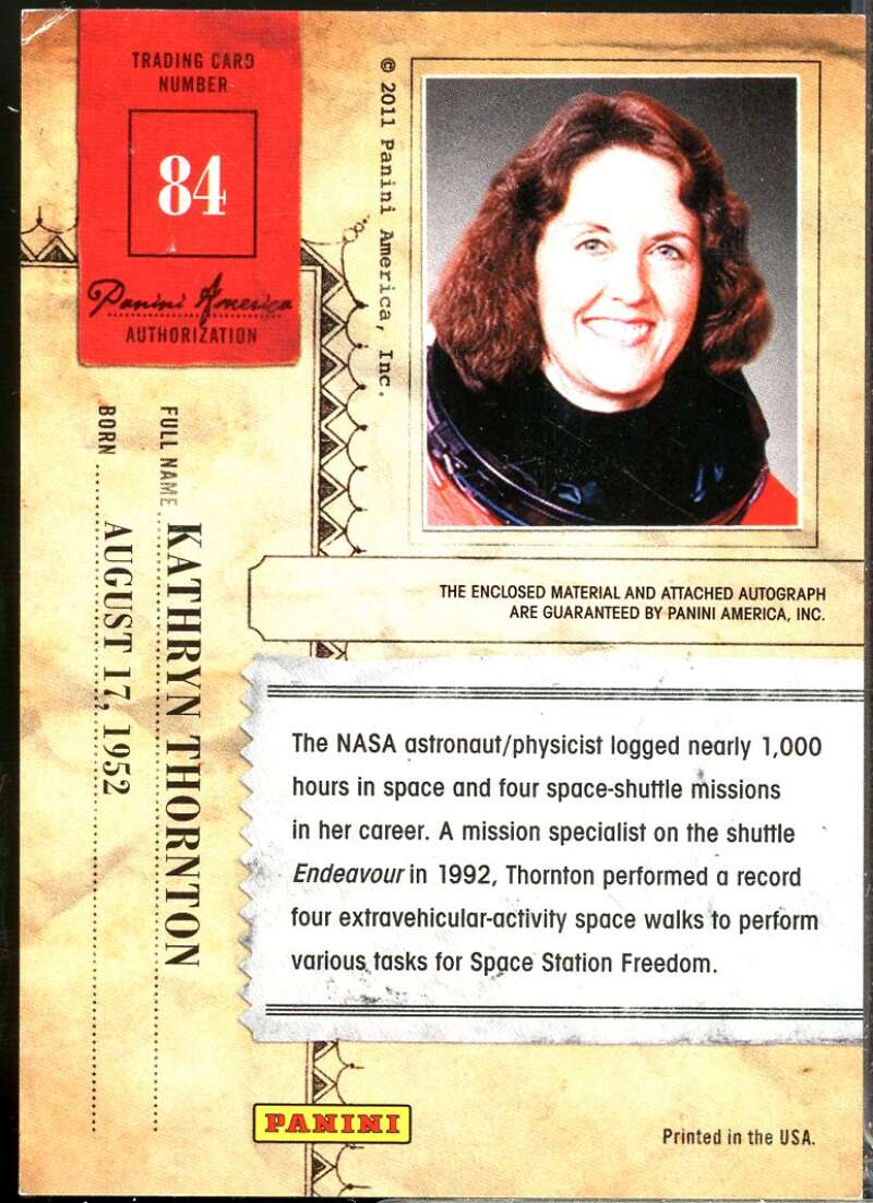 Kathryn Thornton 2011 Panini Americana Private Stars Materials No Autograph #84  Image 2