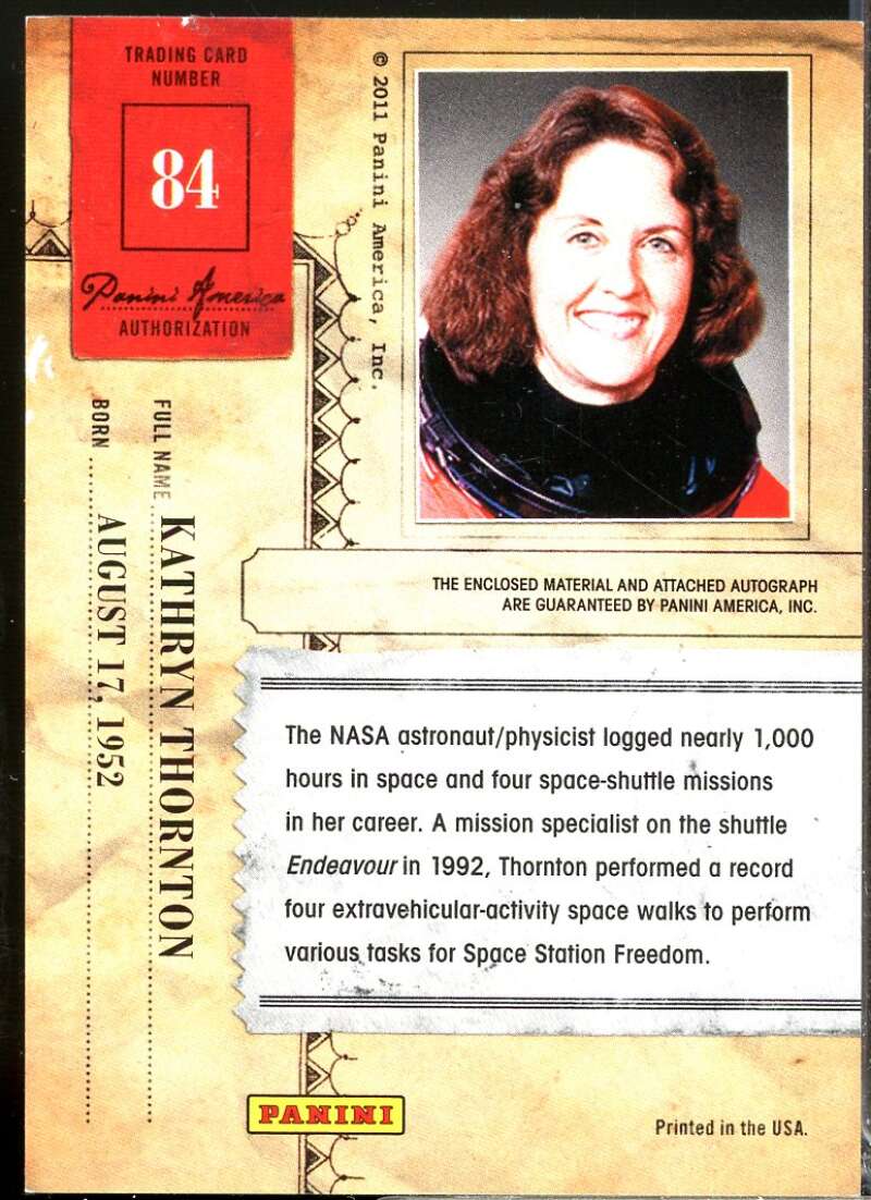 Kathryn Thornton 2011 Panini Americana Private Stars Materials No Autograph #84  Image 2