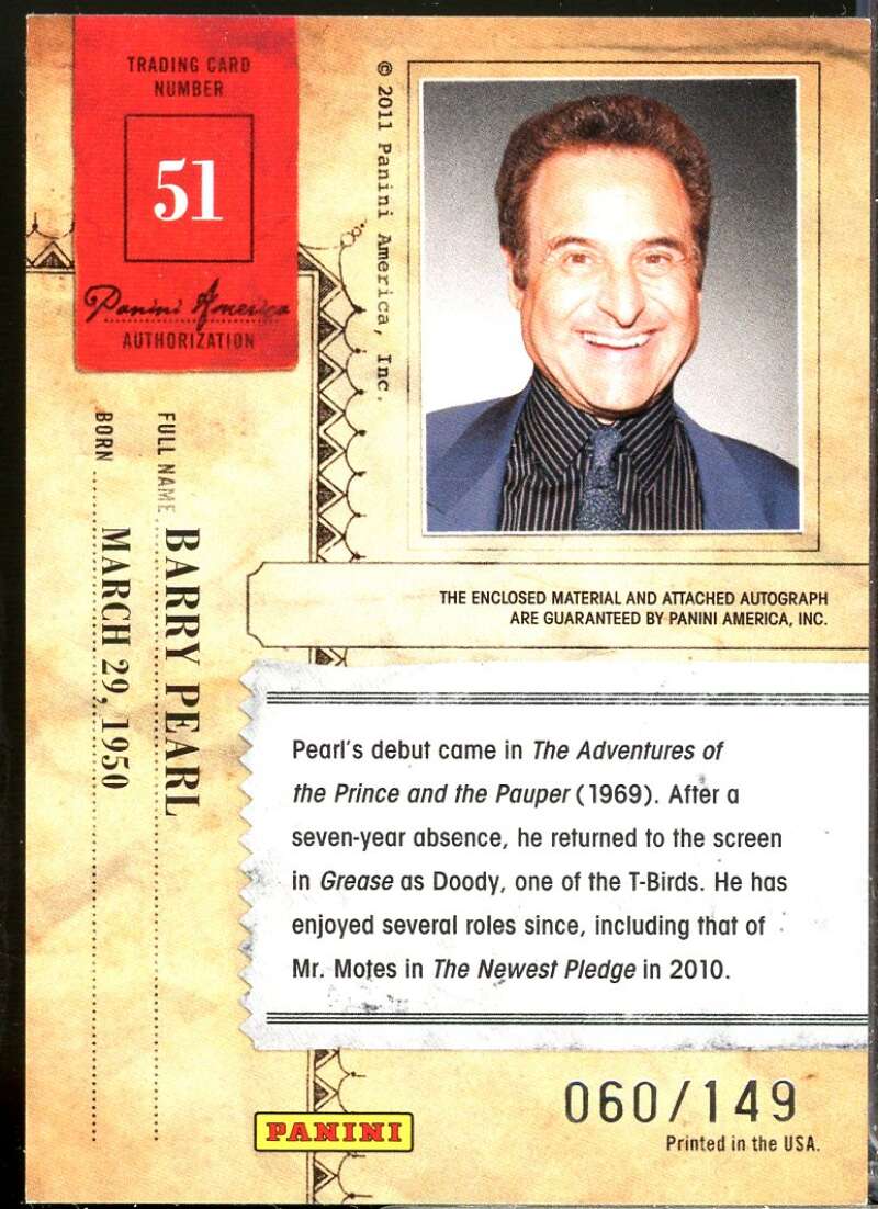 Barry Pearl 2011 Panini Americana Private Stars Materials No Autograph /149 #51  Image 2
