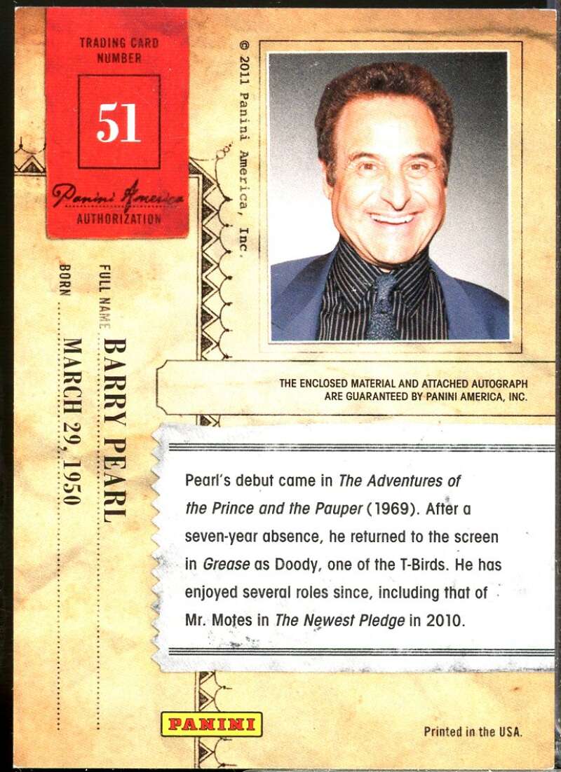 Barry Pearl Card 2011 Panini Americana Private Stars Materials No Autograph #51  Image 2