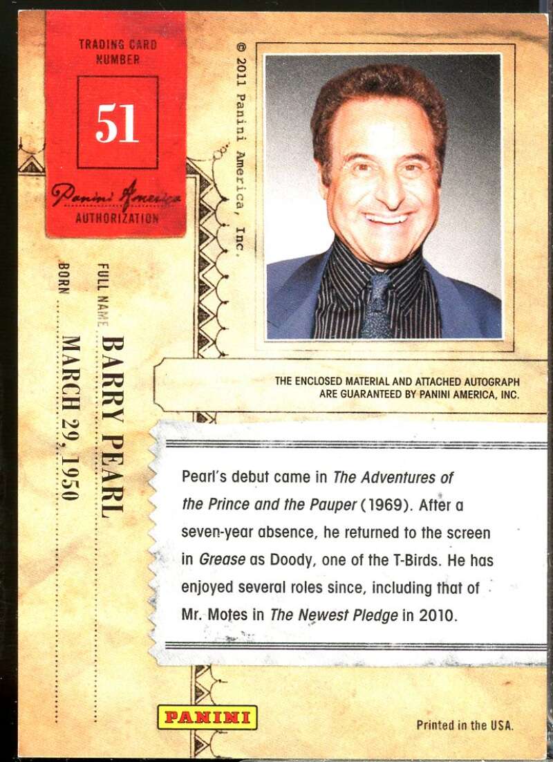 Barry Pearl Card 2011 Panini Americana Private Stars Materials No Autograph #51  Image 2