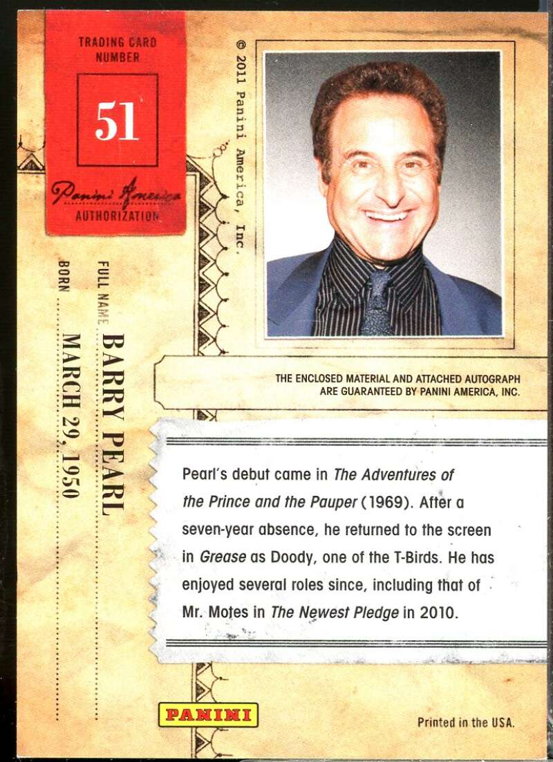 Barry Pearl Card 2011 Panini Americana Private Stars Materials No Autograph #51  Image 2
