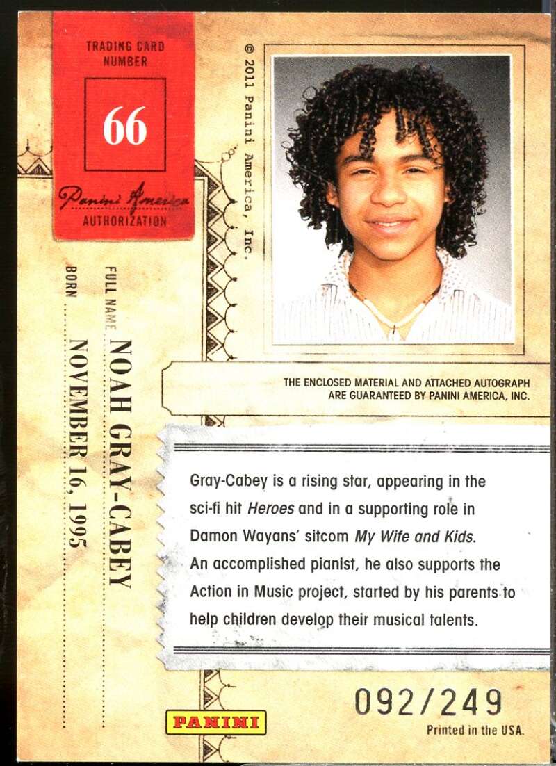 Noah Gray-Cabey 2011 Panini Americana Private Star Material No Auto 249 #66  Image 2