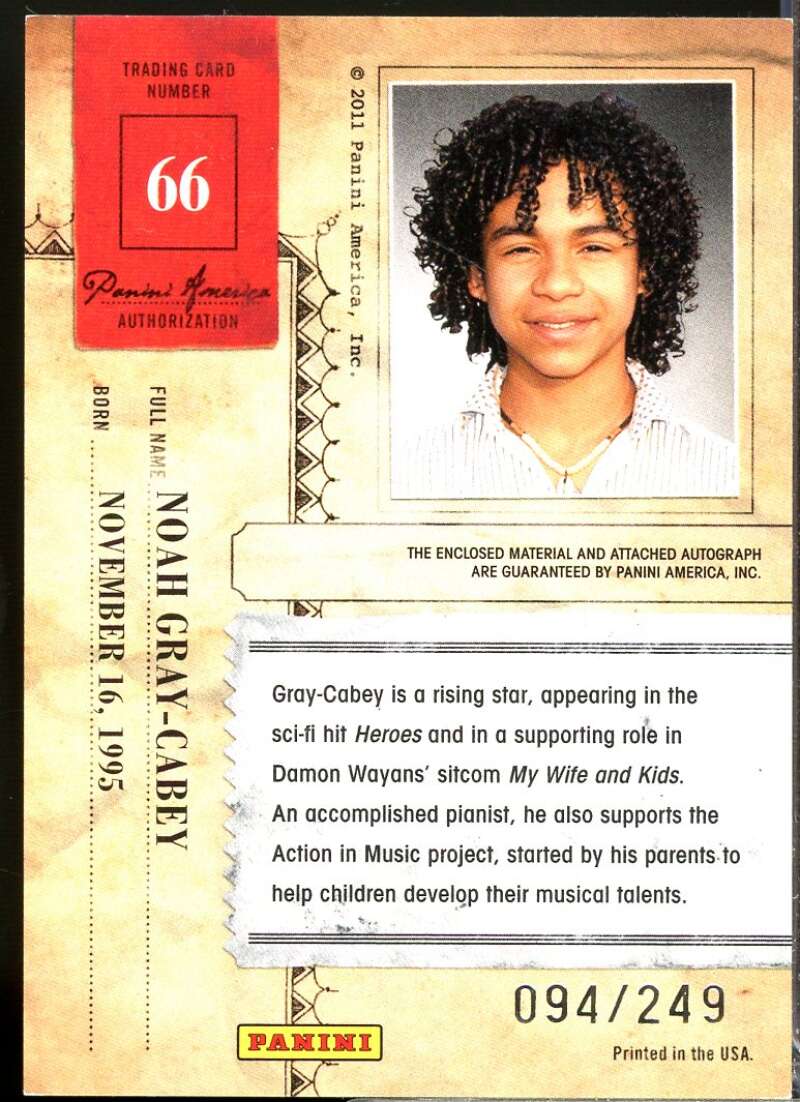 Noah Gray-Cabey 2011 Panini Americana Private Star Material No Auto 249 #66  Image 2