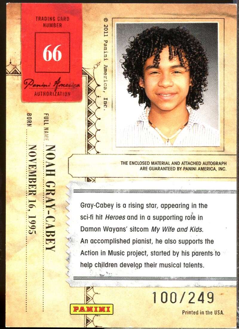 Noah Gray-Cabey 2011 Panini Americana Private Star Material No Auto 249 #66  Image 2