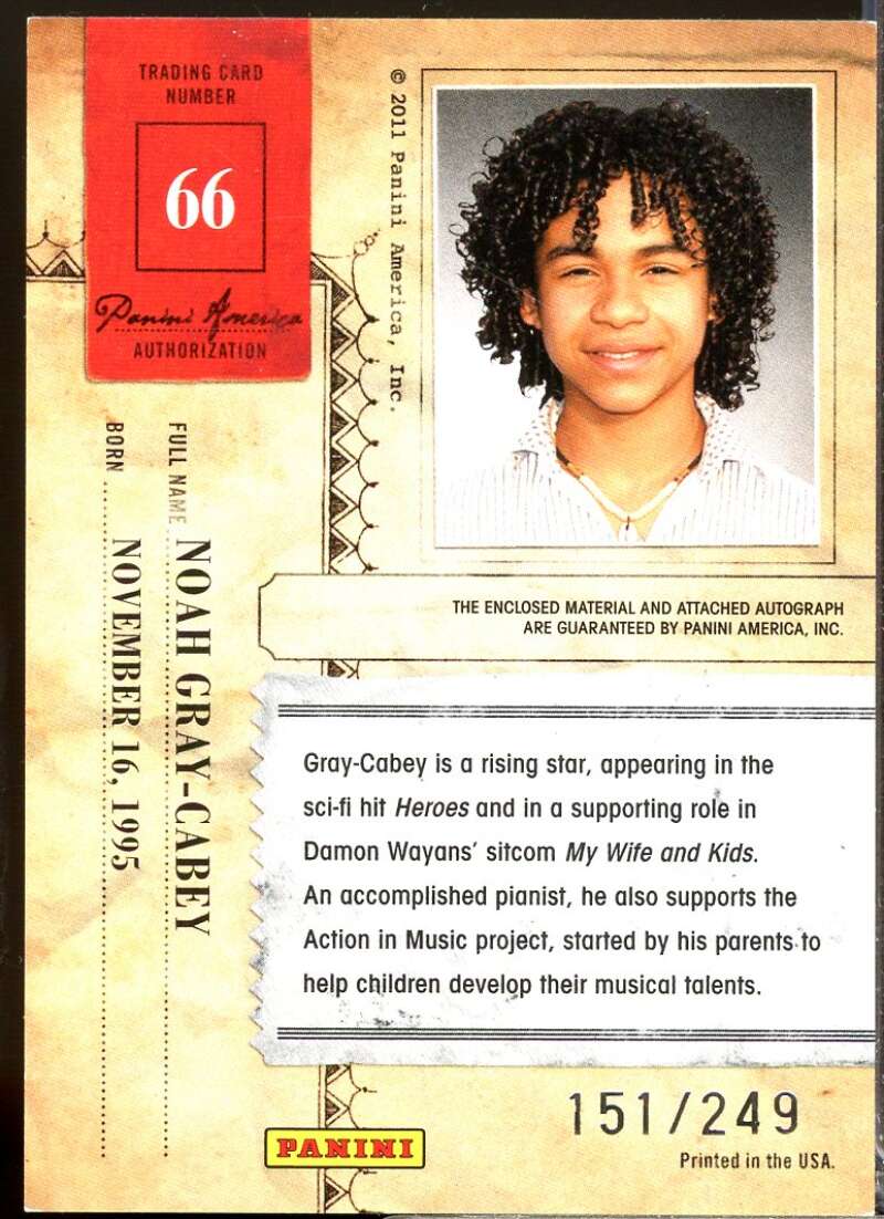 Noah Gray-Cabey 2011 Panini Americana Private Star Material No Auto 249 #66  Image 2