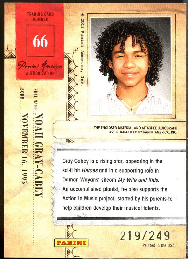 Noah Gray-Cabey 2011 Panini Americana Private Star Material No Auto 249 #66  Image 2