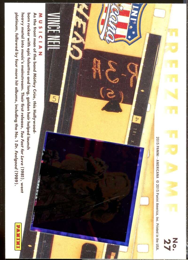 Vince Neil Card 2015 Panini Americana Freeze Frame #27  Image 2