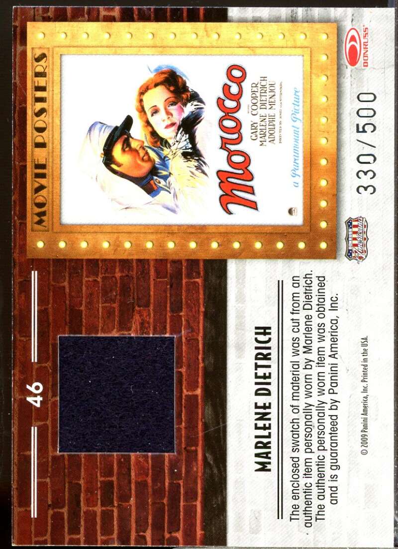 Marlene Dietrich Card 2009 Americana Movie Posters Morocco Material /500 #46  Image 2