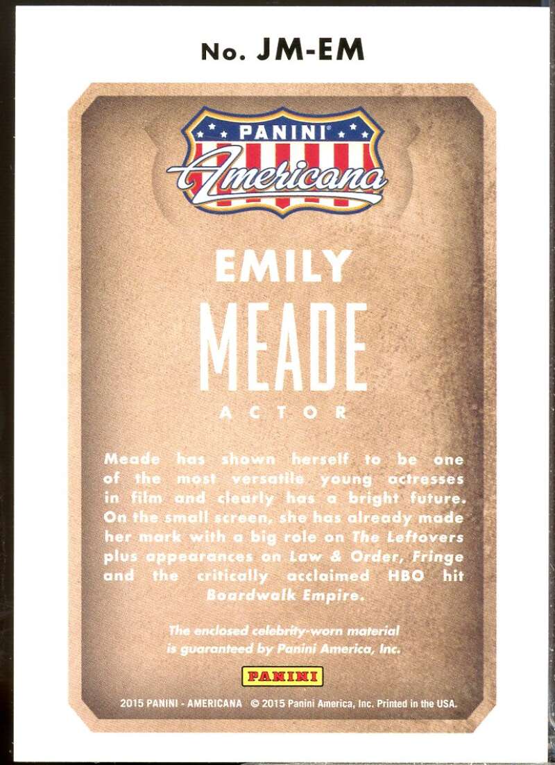 Emily Meade Card 2015 Panini Americana Jumbo Materials /75 #2  Image 2