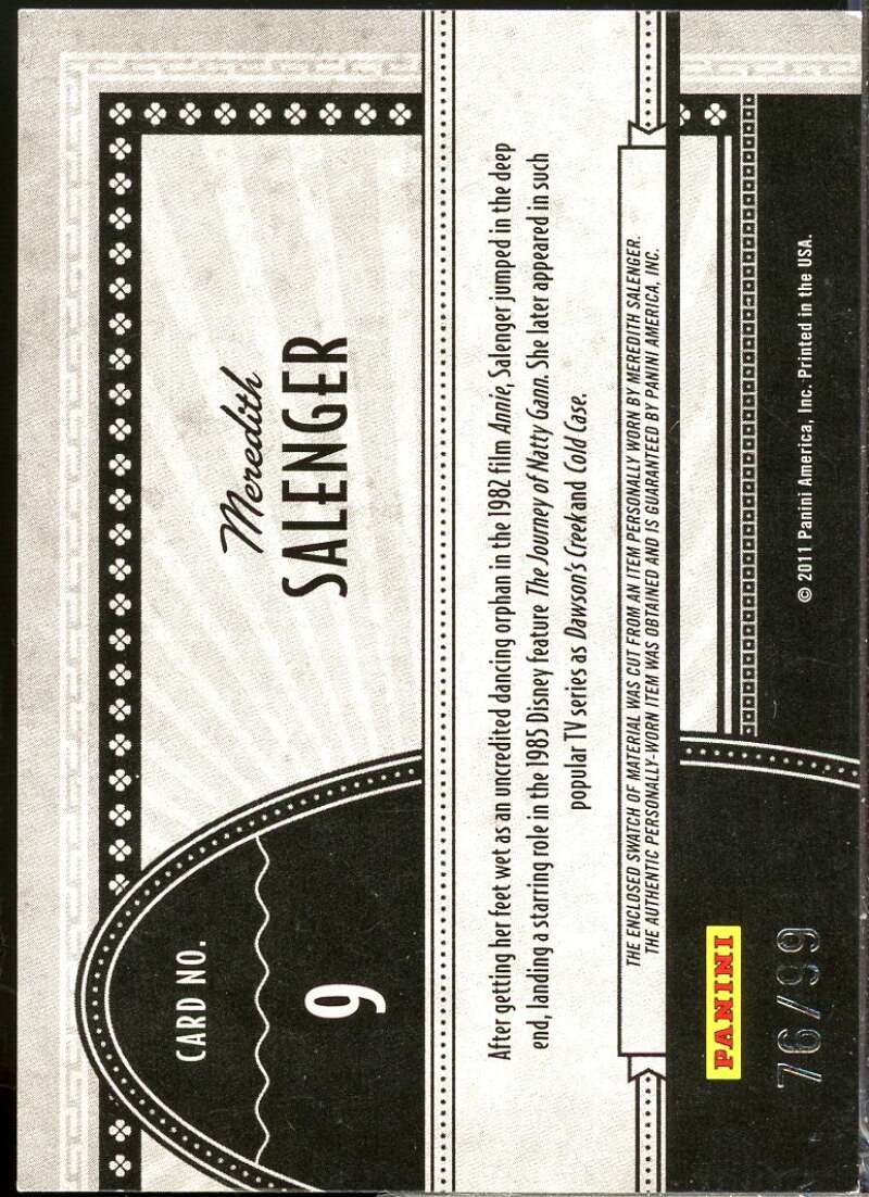 Meredith Salenger 2011 Panini Americana Screen Gem Material Silver Screen 99 #9  Image 2