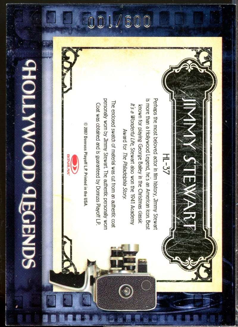 Jimmy Stewart 2007 Americana Hollywood Legends Material Silver Screen /100 #37  Image 2